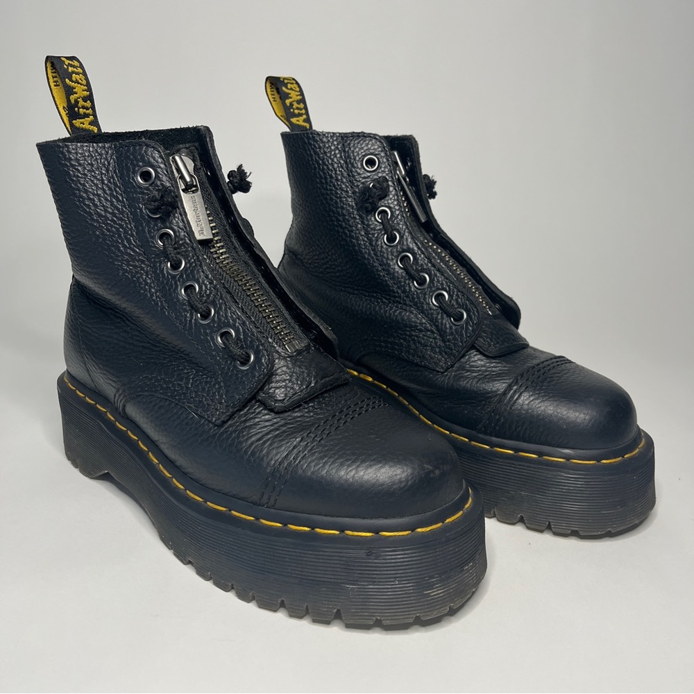 Dr. Martens Sinclair Milled Napa Black Leather Platform Zip Boots